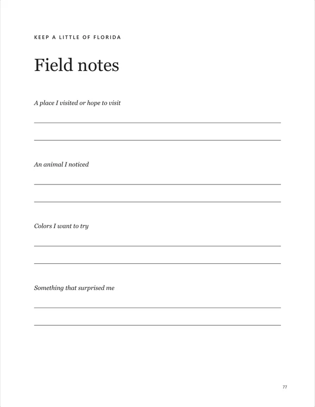 Interior page: Field notes
