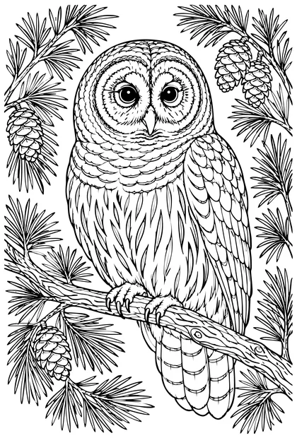 Barred owl coloring page from Beneath the Palms