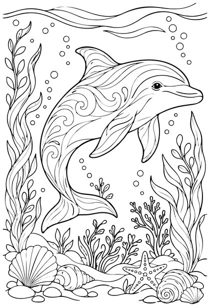 Common bottlenose dolphin coloring page