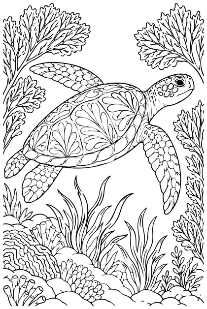 Green sea turtle coloring page