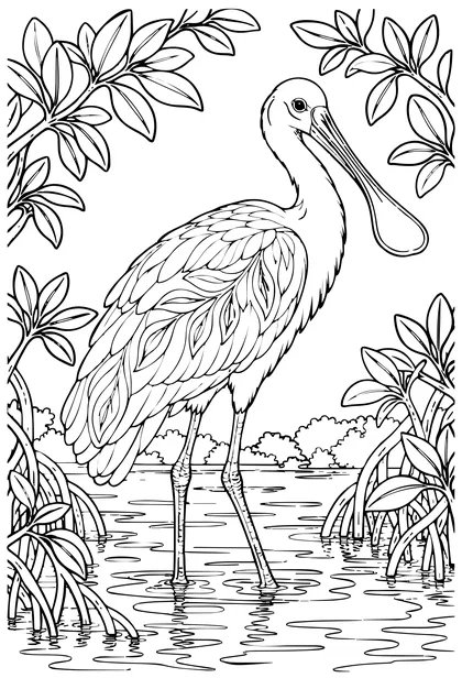 Roseate spoonbill coloring page