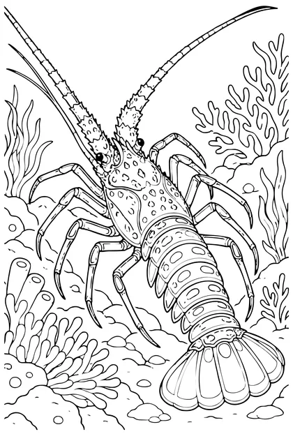 Caribbean spiny lobster coloring page