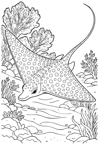 Spotted eagle ray coloring page