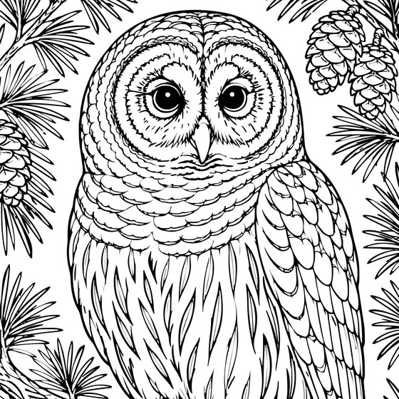 Barred owl coloring page from the Pine Flatwoods chapter