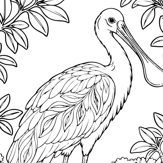 Roseate spoonbill coloring page from the Everglades Marshes chapter